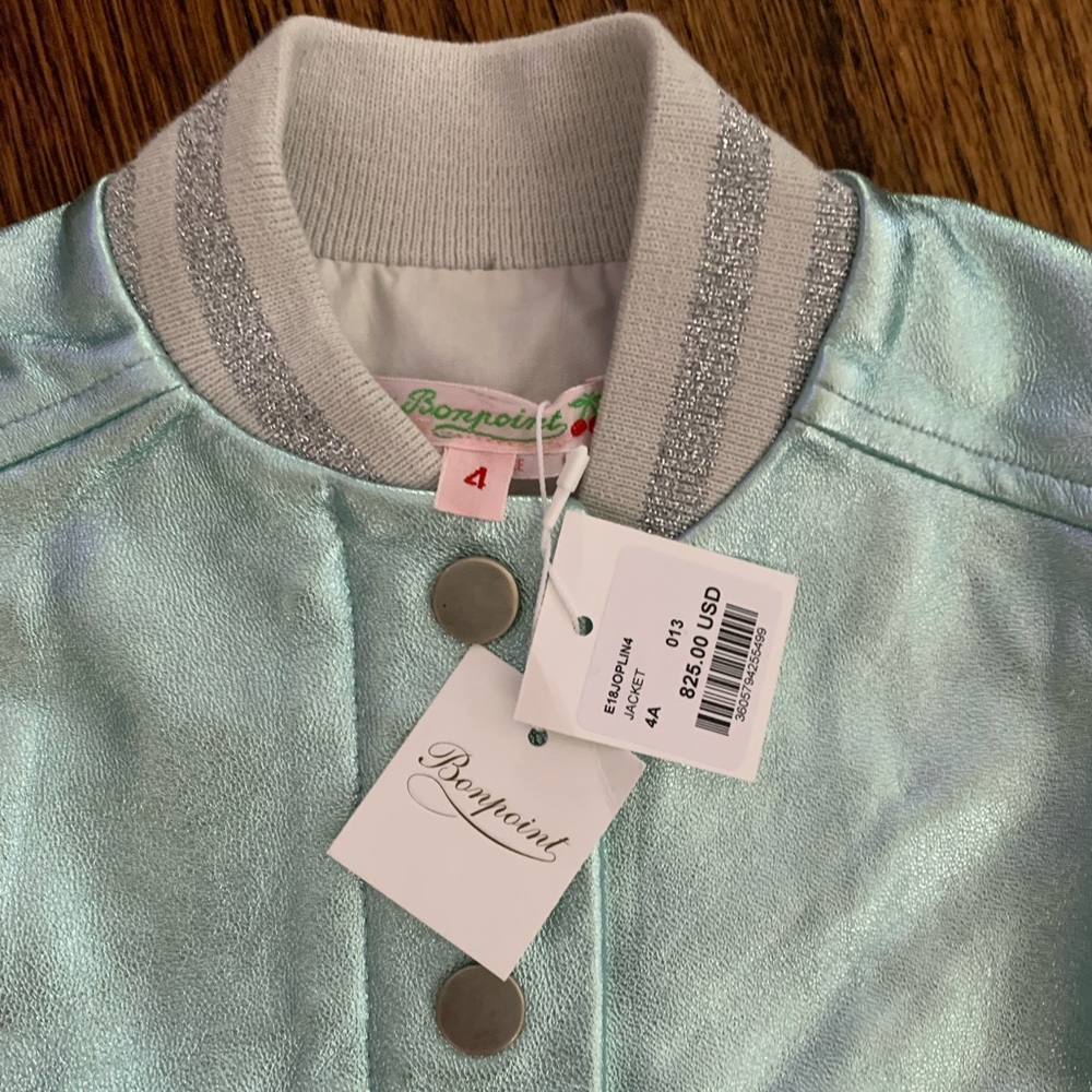 BONPOINT SIZE 4 KIDS BABY BLUE METALLIC LEATHER